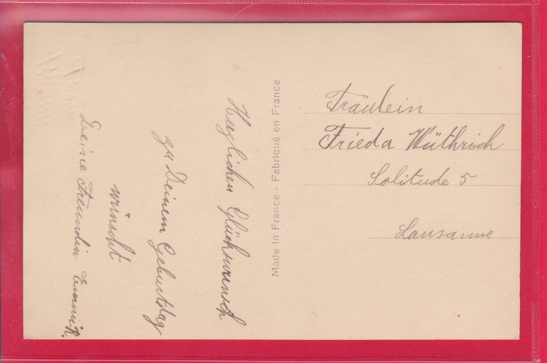 Cartoline postali: JUNGE DAME, BONNE FÉTE – Usato da Oberrieden venduto da Gebirgsstelze 1