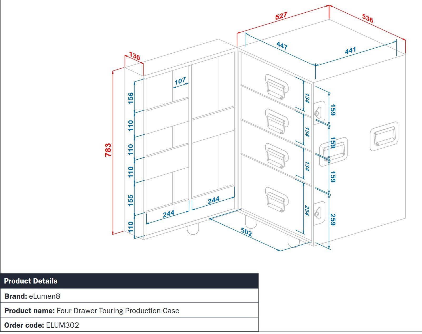 Reisekoffer: elumen8 4 Drawer Production FlightCase Schubladen-Case Rolle – Gebraucht aus Chur von 80808080 4
