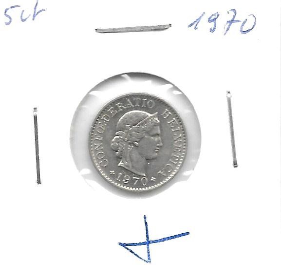 Alle Münzen: Monnaie Suisse: 0.05 Fr 1970 – Gebraucht aus Muraz (Collombey) von Resine 1