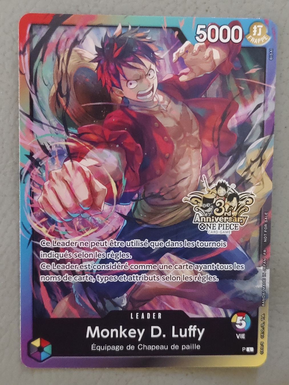Giochi: One Piece Card Monkey D. Luffy Leader 3rd Anniversary FR – Nuovo (secondo la descrizione) da Gümligen venduto da tha_ydn6