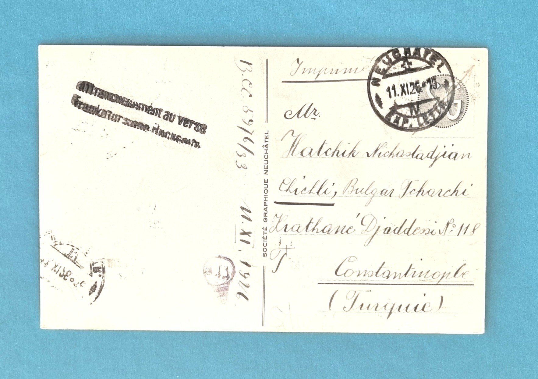 Cartoline postali: Neuchatel - Tramway - Chemin de Fer   - 1926 – Usato da Rothrist venduto da RROENK 1