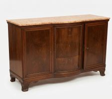 Kommode mit Marmorplatte dunkel Holz mit Schubladen