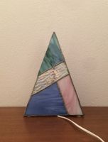 Vintage Glasmalerei Tischlampe Glaspyramide 60s Design Lampe