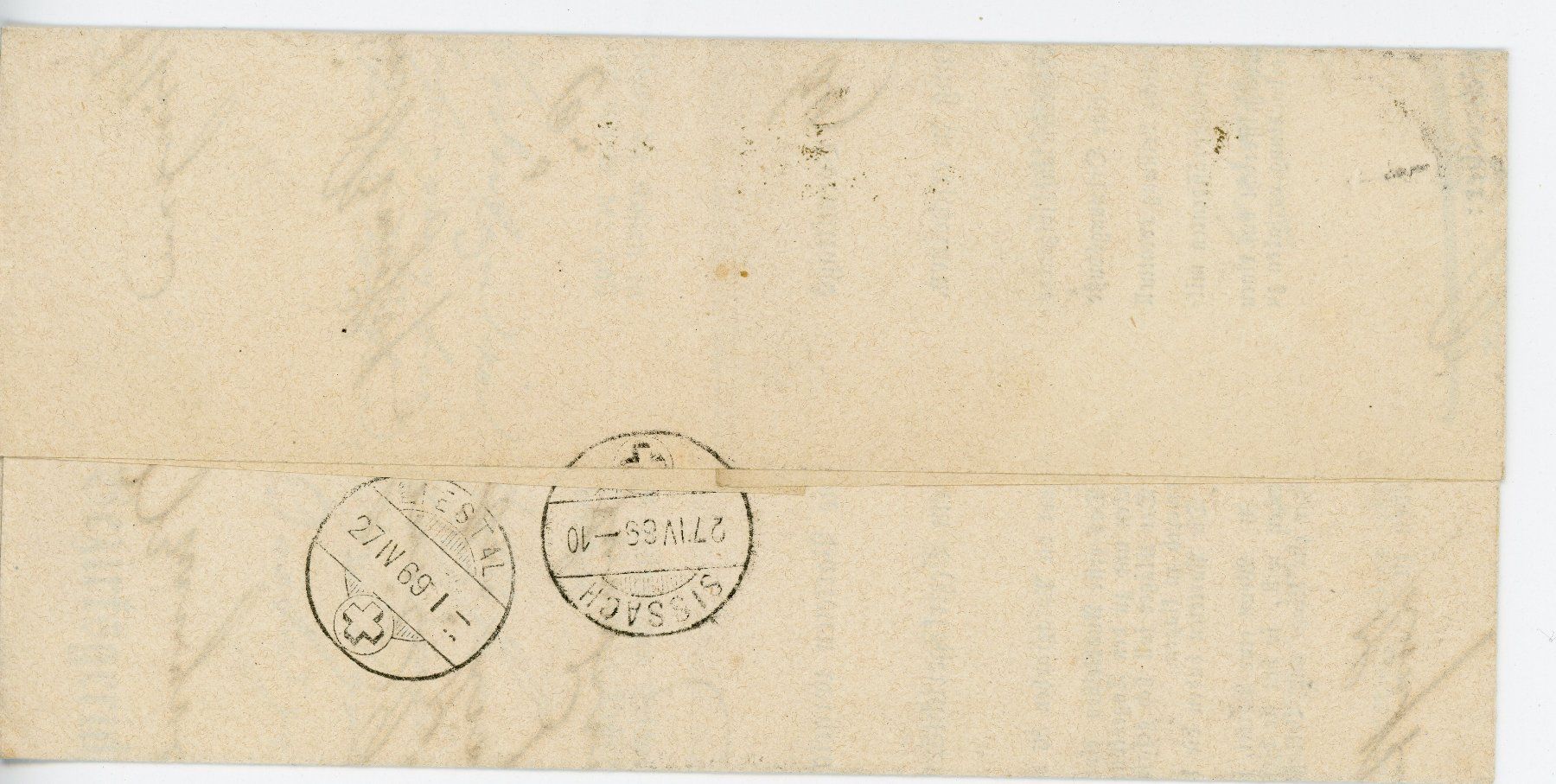 Tutti i francobolli: Itingen Stabstempel Sissach nach Liestal 1869 – Usato da Buckten venduto da Karilein 1