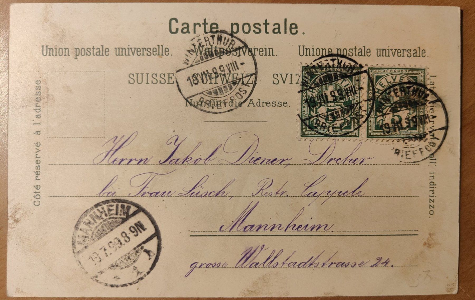 Cartoline postali: LITHO Gruss aus Winterthur vor 1900 – Usato da St. Erhard venduto da Chaeferli6 1