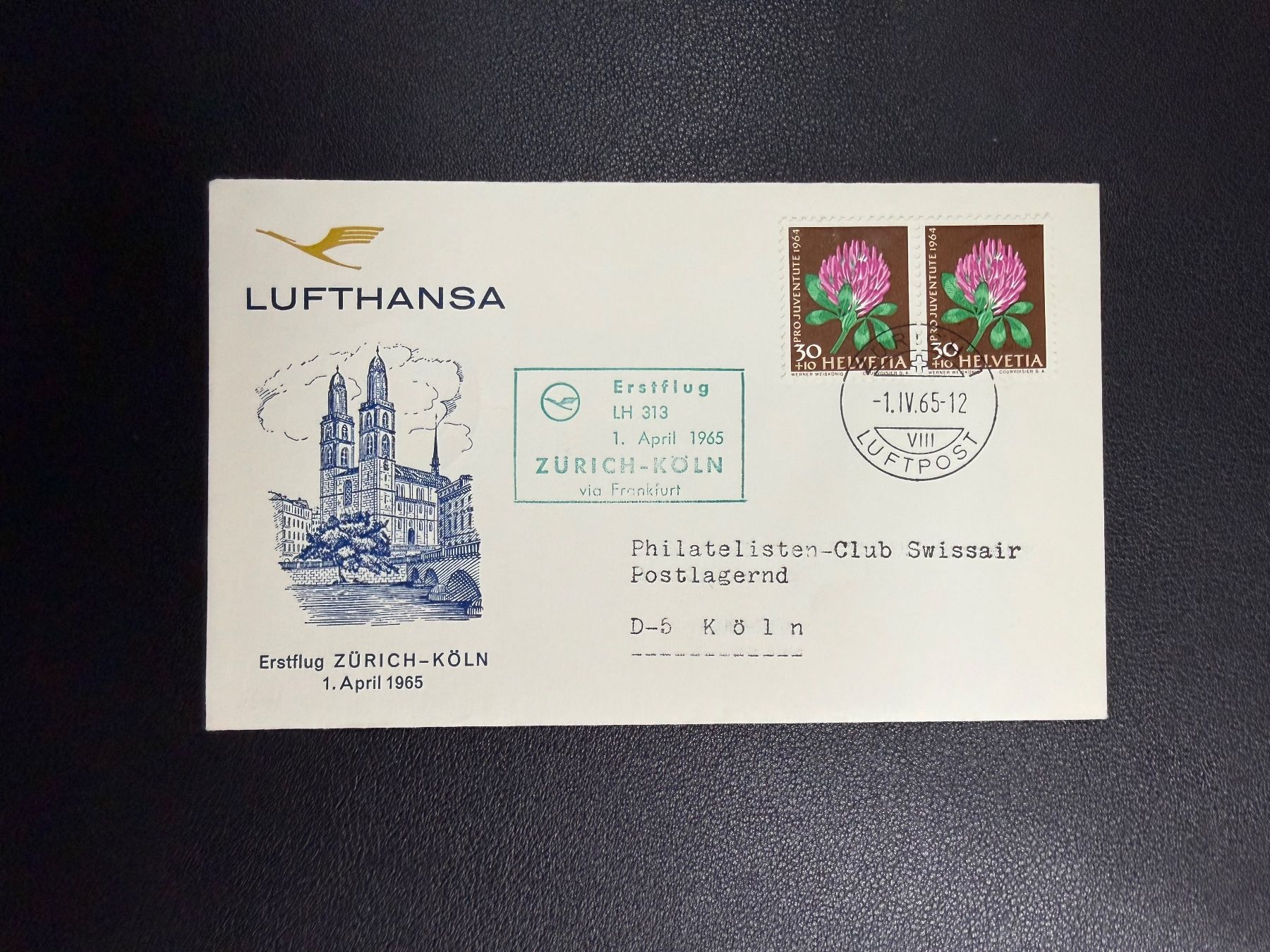 Tutti i francobolli: Lufthansa Erstflug Zürich - Köln 1965 – Usato da oberrüti venduto da jeanmei