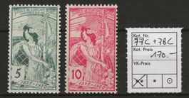 1900 : Weltpostverein Nr. 77C + 78C, postfrisch **