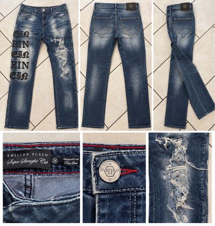 Philipp Plein Jeans Super Straight Cut Blue Size 36