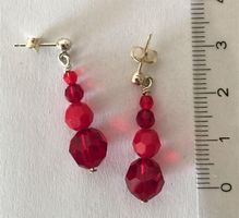 Boucles oreilles Ag & Swa. rouge / Ohrstecker Silber