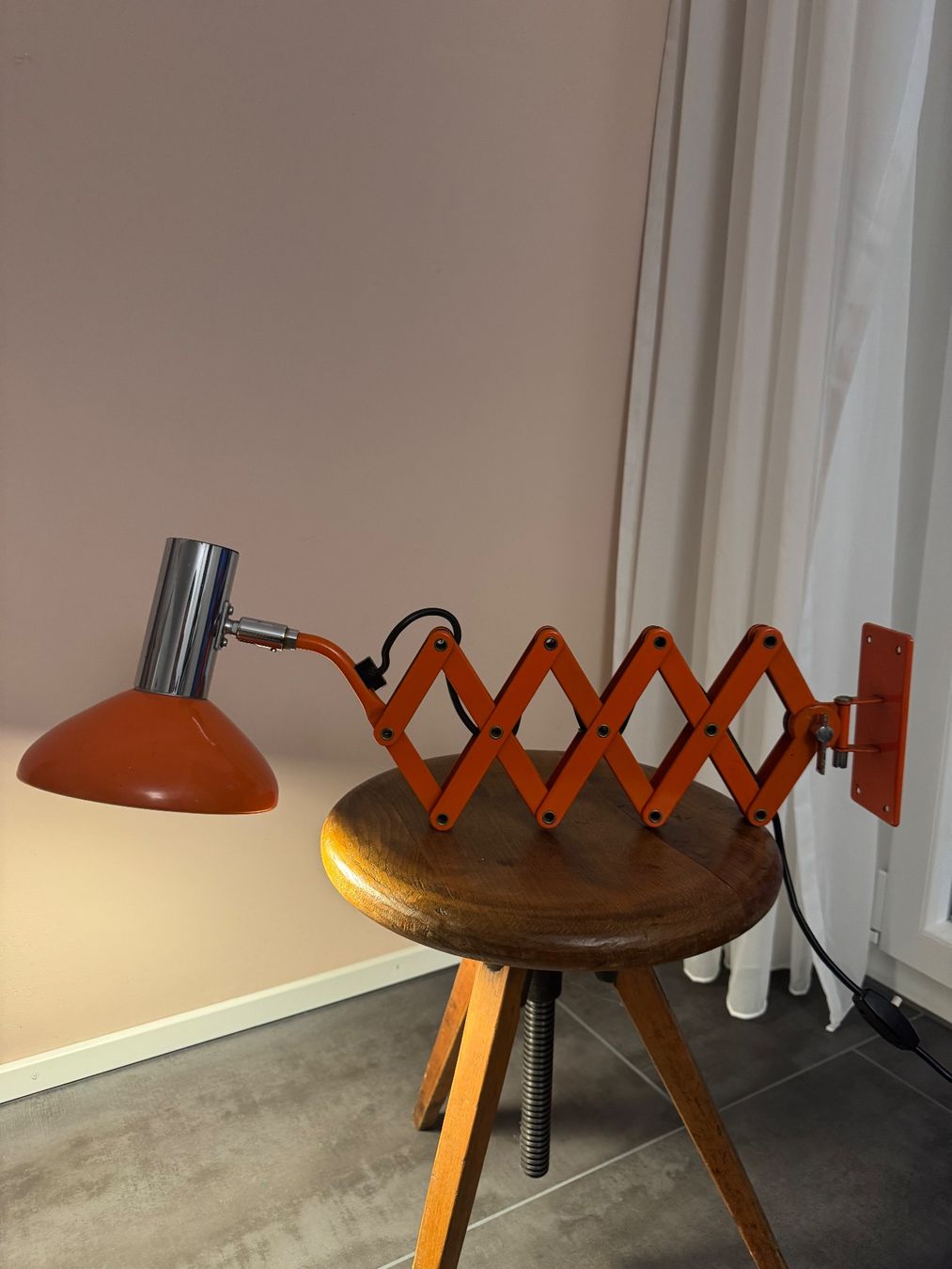 Lampade: Vintage Scherenlampe orange, Hustadt 1970er – Usato da Schaffhausen venduto da Mano99 3