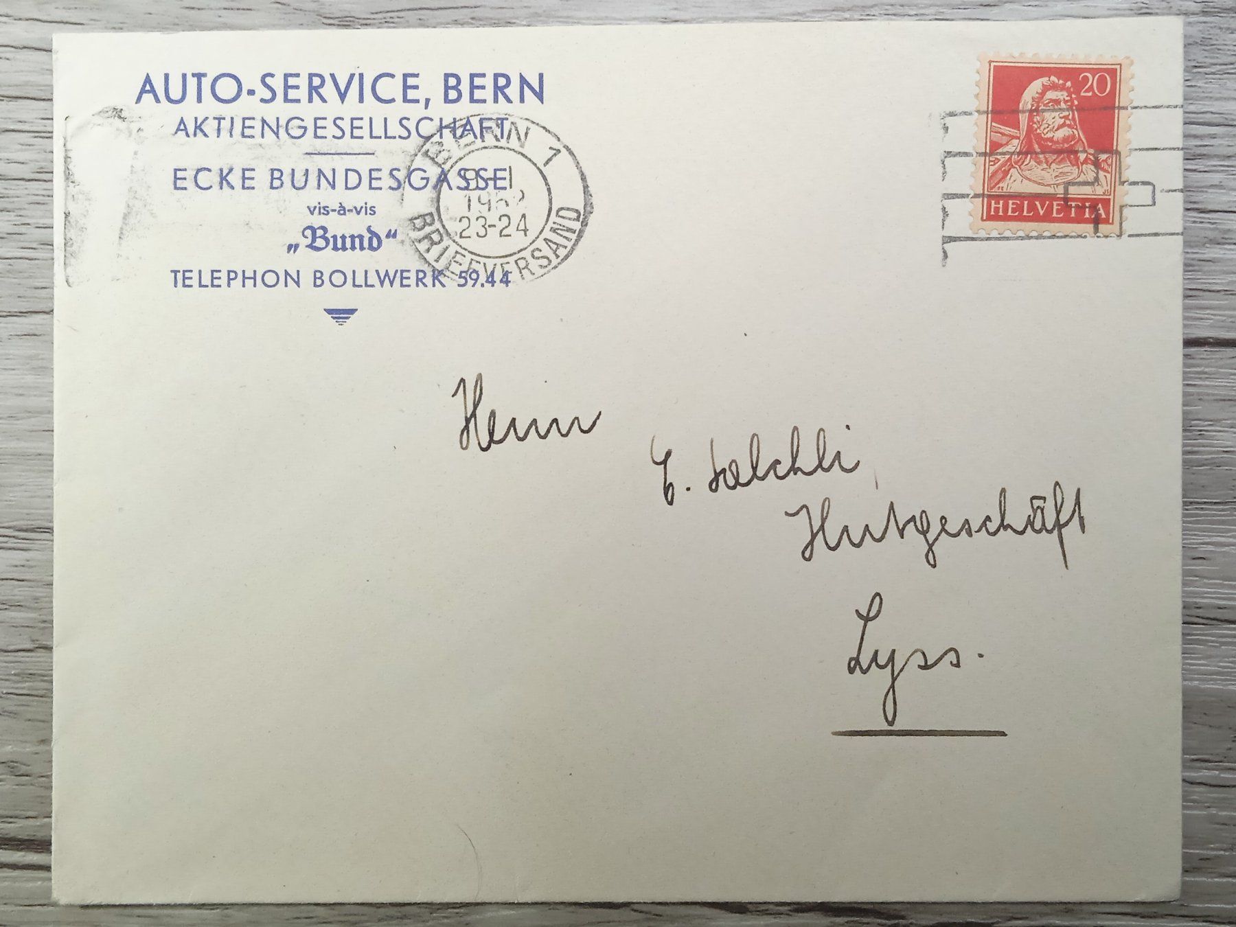 Tutti i francobolli: TR52 Enveloppe + Timbre Suisse 1952 – Usato da Cousset venduto da Patrick_Collections