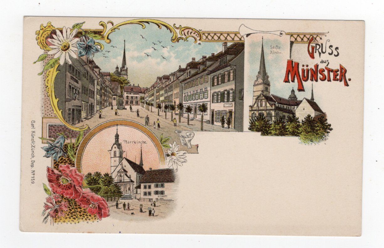 Cartoline postali: Gruss aus Beromünster Litho – Usato da Rapperswil SG venduto da INTELVI