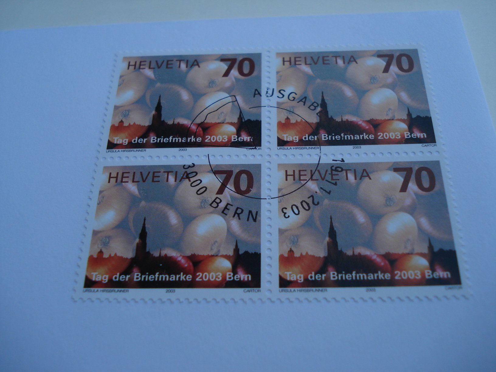Alle Briefmarken: Marke Zibelemärit 2003, FDC EInzel+ 4erblock, 2 Be – Gebraucht aus Niederwil AG von morostahu