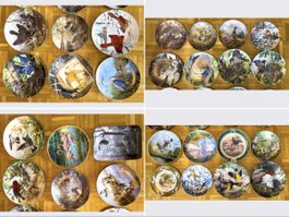 Grosses Lot 28x Porzellan-Sammelteller mit Vogelmotiven