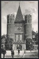 AK Basel, Passanten am Spalentor, 1908