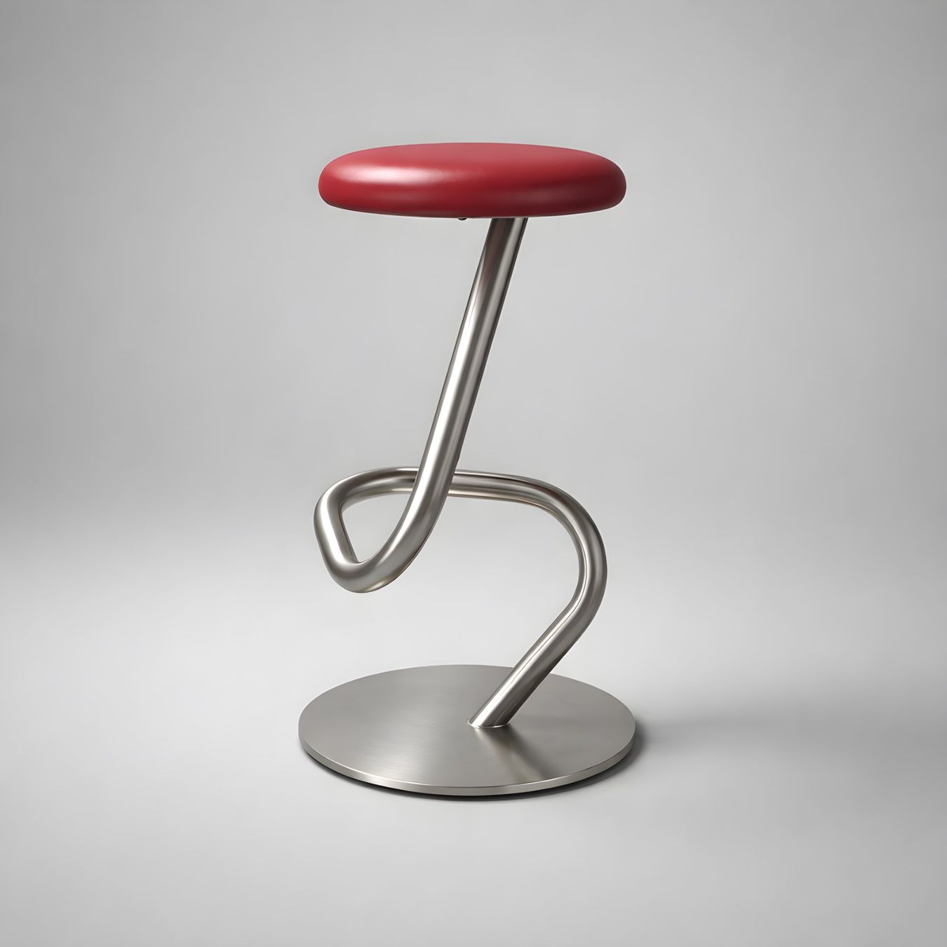 Sgabelli: Designer Barhocker mit rotem Sitz, Metallfuss – Usato da Samstagern venduto da gilido01 1