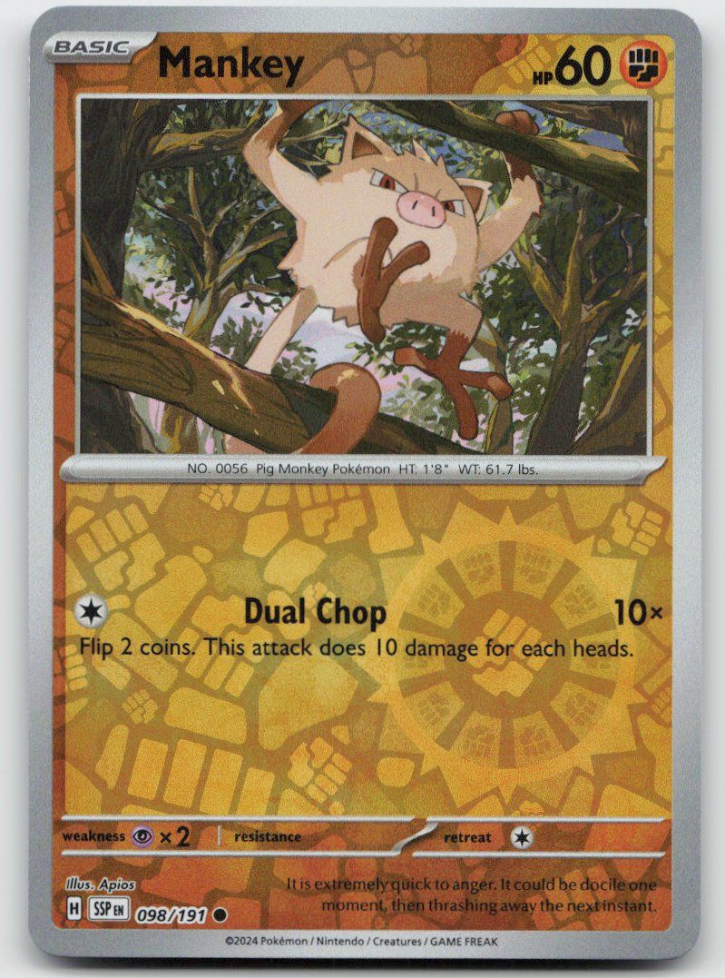 Pokémon Carte collezionabili: Pokemon Mankey Reverse 098/191 SSP EN 2024 – Usato da Lugano venduto da VlaseCard
