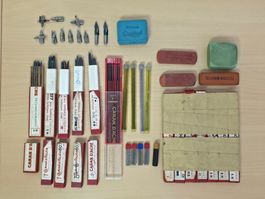 Vintage Caran d’Ache Minen, Federn & Radiergummi