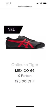 Onitsuka Tiger Mexico Grösse 41.5 Schwarz Rot Leder Neu