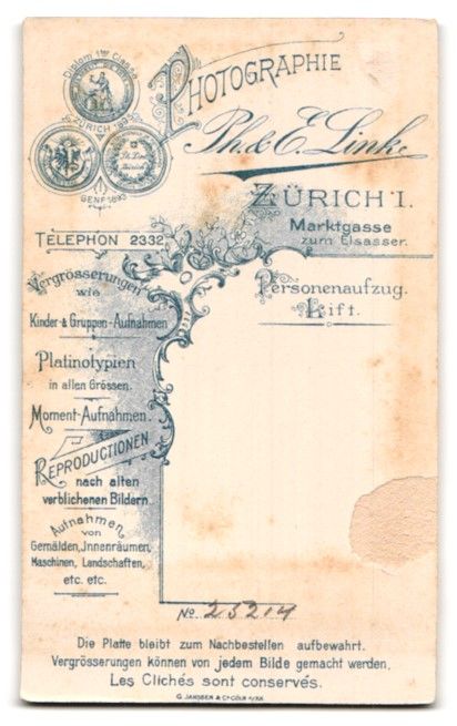 Fotografie &  Plakate: Fotografie Ph., E. Link, Zürich, Marktg – Gebraucht aus Berlin von bartko-reher 1