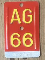 AG 66 - VELONUMMER - FAHRRADSCHILD - PLAQUE DE VELO - AG 66
