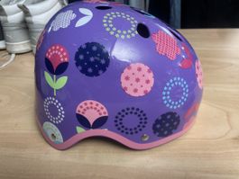 Micro Mädchen Velo Helm Grösse 48-53 cm, Lila, Blumenmuster