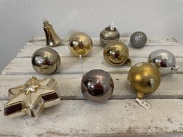 10 Weihnachtskugeln Christbaumschmuck Deko Gold Silber