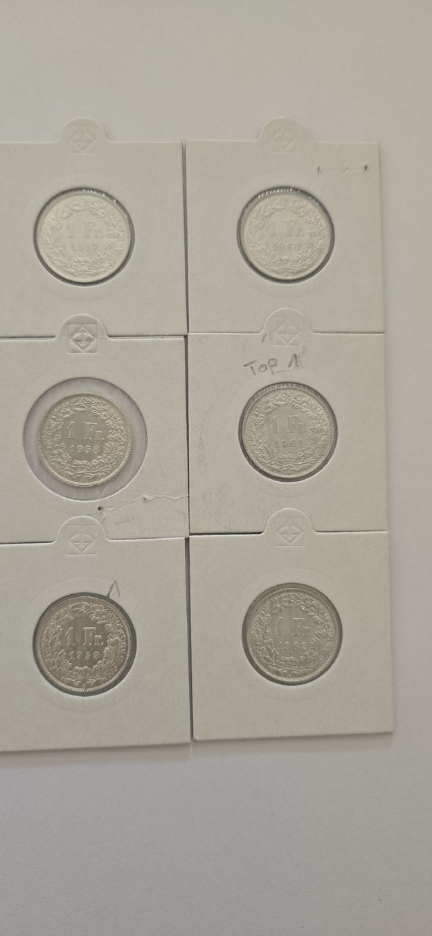 Alle Münzen: suite pieces 1.- UNZ 1957 - 1962 – Neu (gemäss Beschreibung) aus Fribourg von yan_z5fr