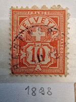 Alte Briefmarke Helvetia, 10 Rappen, Jahrgang 1898 Top!