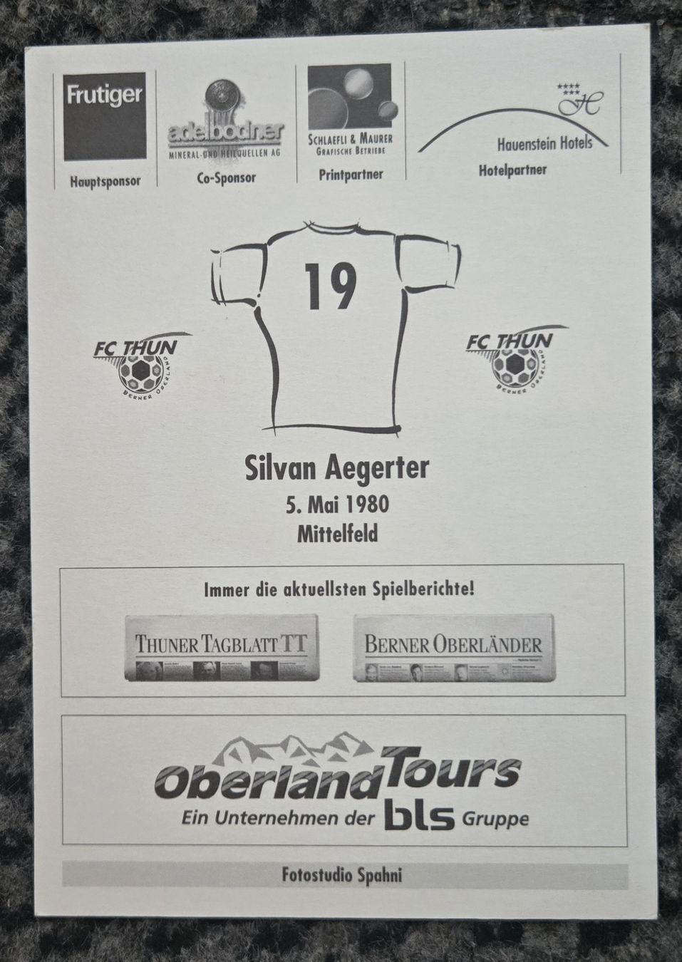 Autogramme: Original Autogrammkarte Silvan Aegerter FC Thun – Gebraucht aus Zürich von Jpacker 1