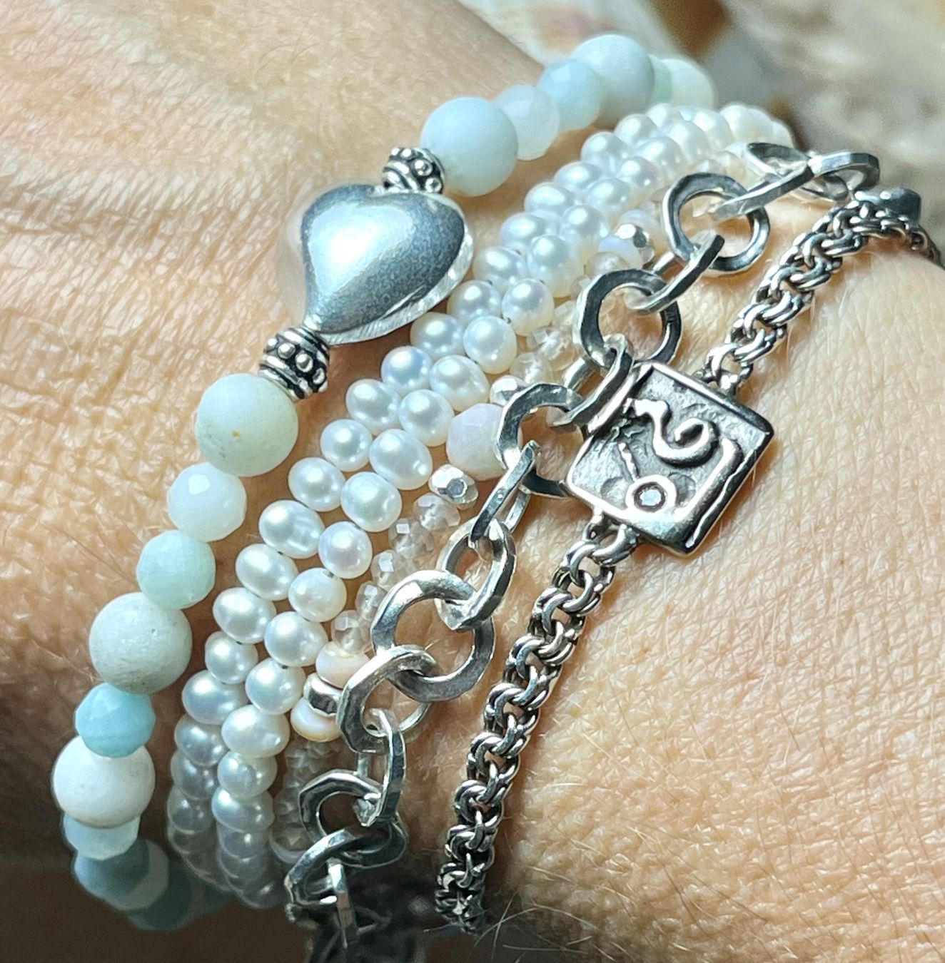 Armbänder & -reifen: Amazonit Armband mit 925 Silber | Unikat | Grösse S – Neu und originalverpackt aus Jona von Herzschmiede 6