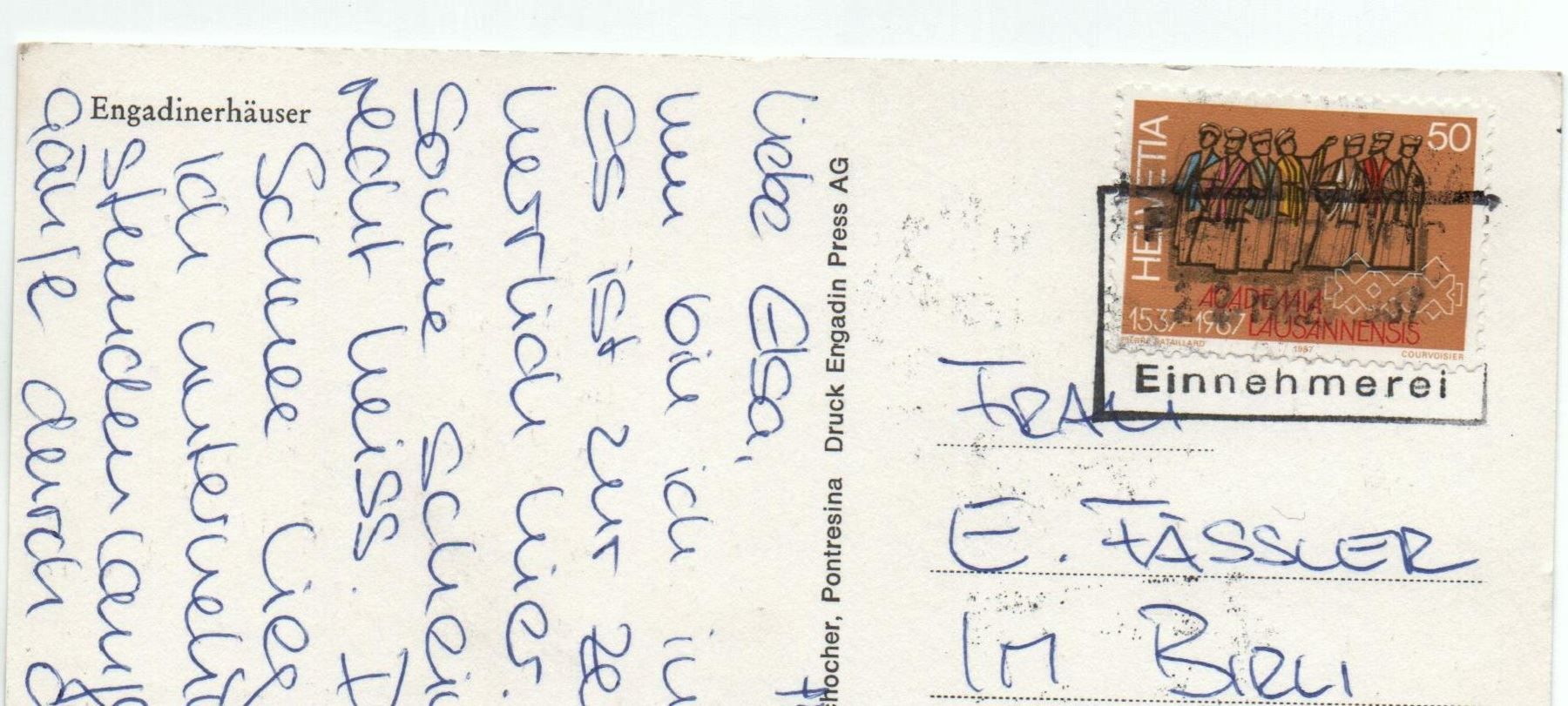 Ansichtskarten: PONTRESINA Engadinerhäuser - spez. Stempel – Gebraucht aus Jona von philajona 1