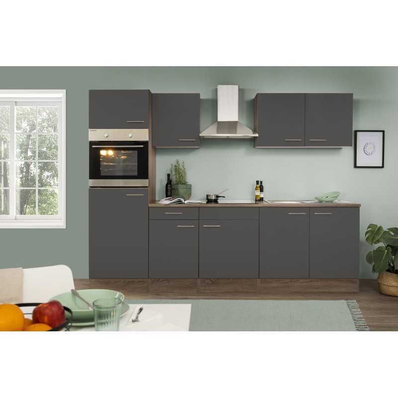 Komplettküchen: 746 - Küchenzeile Singleküche 270cm Eiche/York/Grauglanz – Neu und originalverpackt aus Wallenwil von toesstalvertrieb
