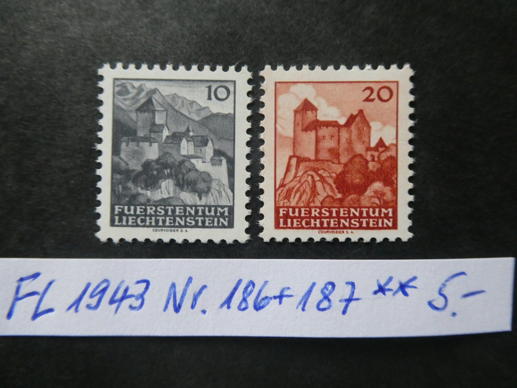 Tutti i francobolli: FL 1943 Nr. 186+187 postfrisch – Usato da Lausen venduto da Herbamare01