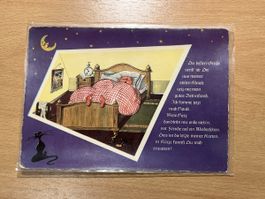 Lustige Vintage Postkarte "im Bett" - Sammlerstück!