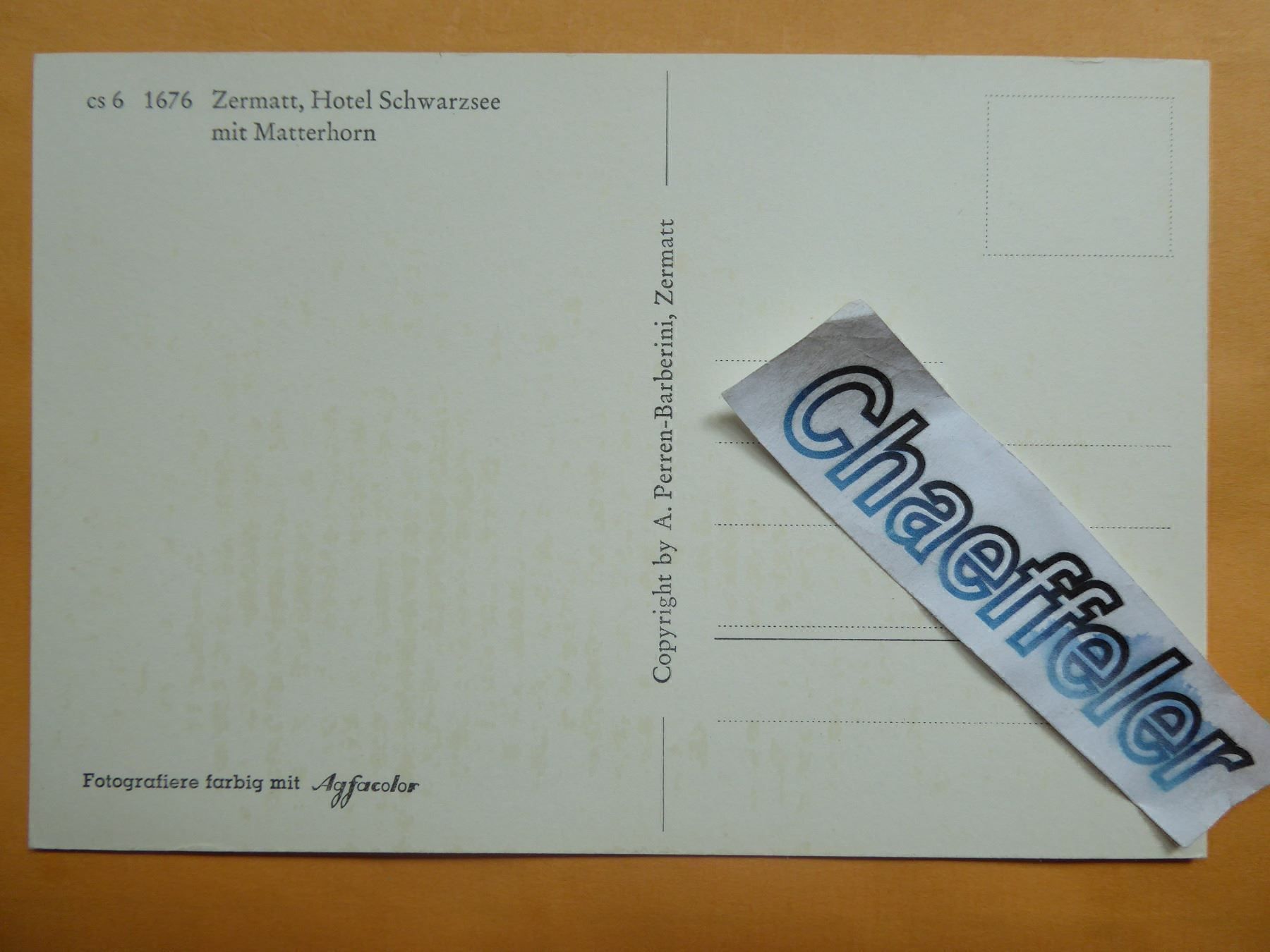 Cartoline postali: cs 6 1676 Zermatt, Hotel Schwarzsee mit – Nuovo (secondo la descrizione) da Zürich venduto da Chaeffeler 1