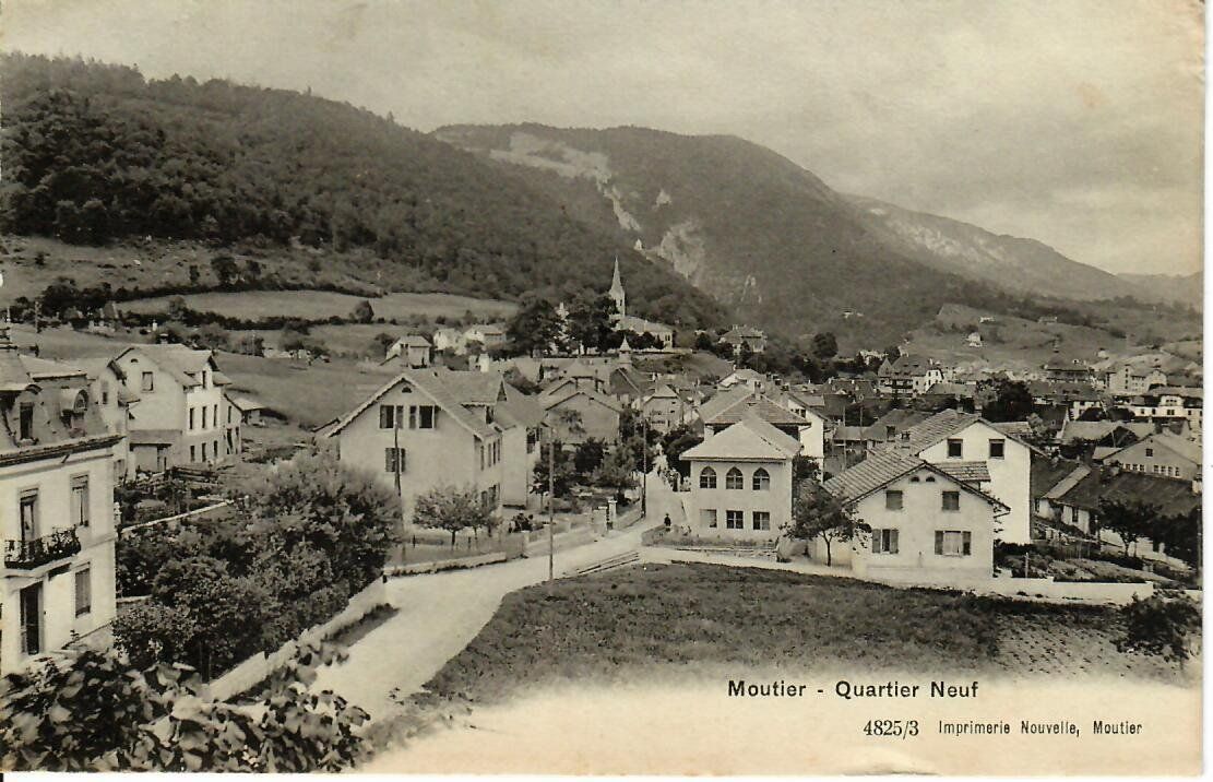 Ansichtskarten: Moutier - Quartier Neuf 1908 – Gebraucht aus Hochdorf von Ziegel-16