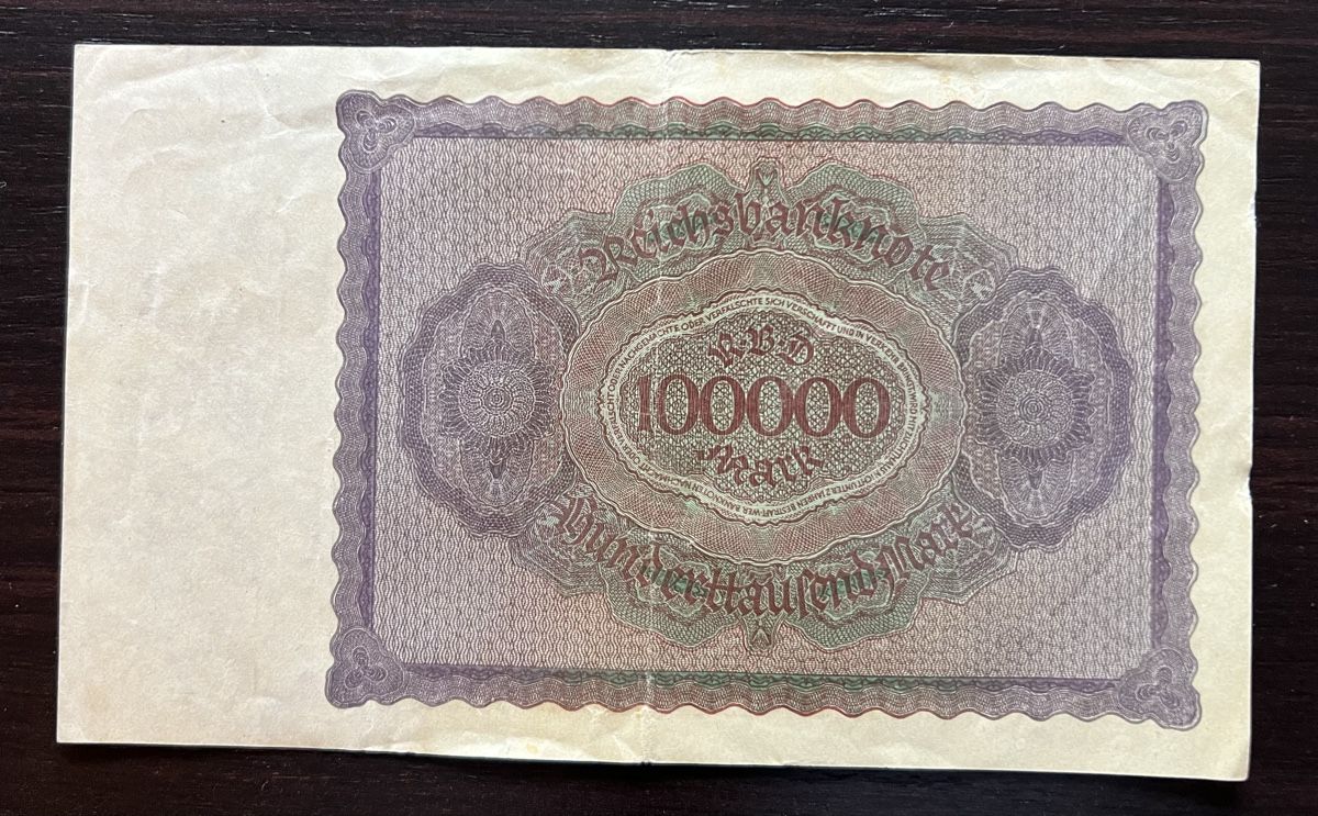 Banconote: Reichsnote Hunderttausend Mark – Usato da Höri venduto da Tunnelchen 1