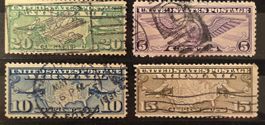 USA 1926-1930 Airmail Flugpost Flugzeuge 4V gestempelt o