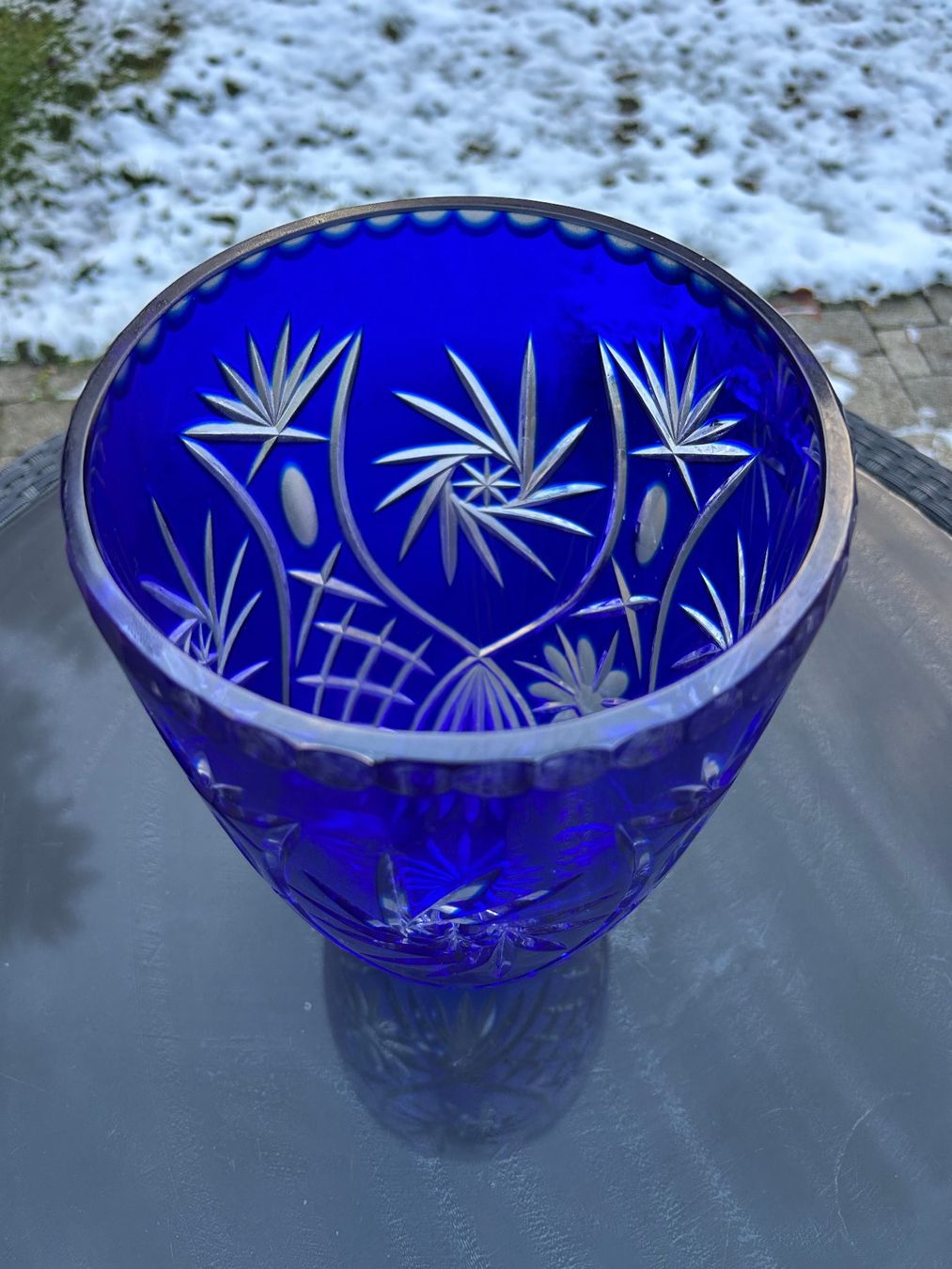 Vasi & Recipienti: Massive, kobaltblaue Bleikristall-Vase, Sternmuster – Usato da Oberwangen TG venduto da astroblackcat 1