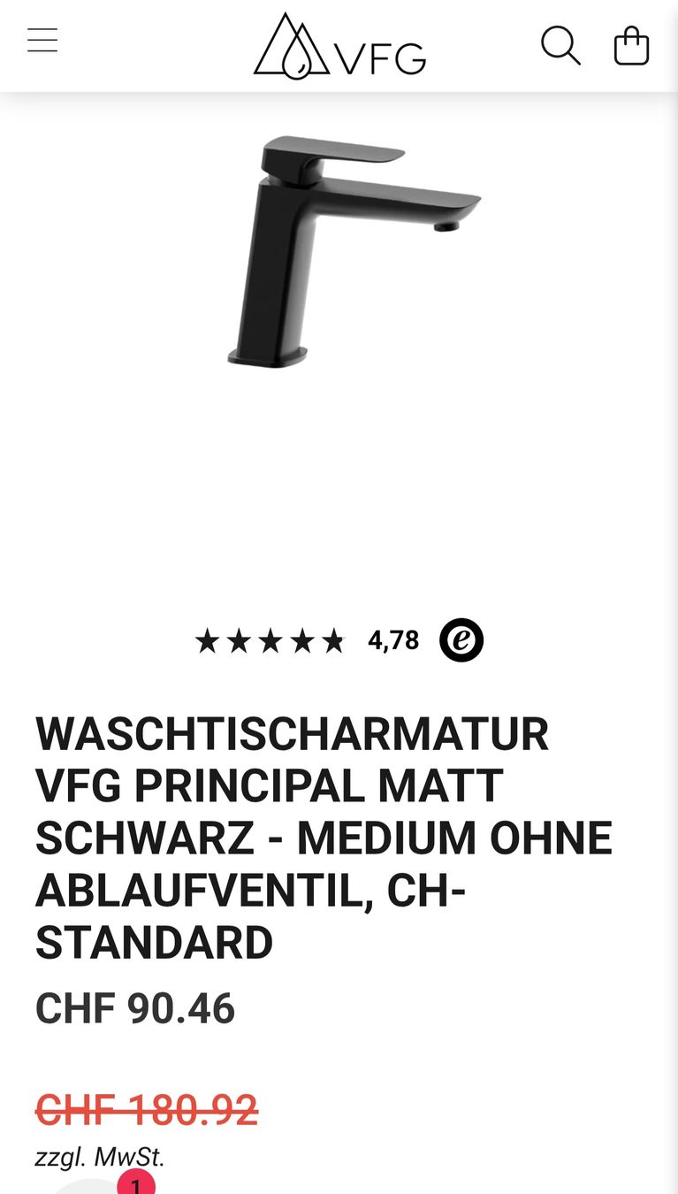 VFG Rubinetteria: Lavabo Armatur Schwarz Matt VFG – Nuovo (secondo la descrizione) da Weiach venduto da karl007