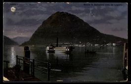 Mondschein-AK Lugano, Monte S. Salvatore visto da Lugano