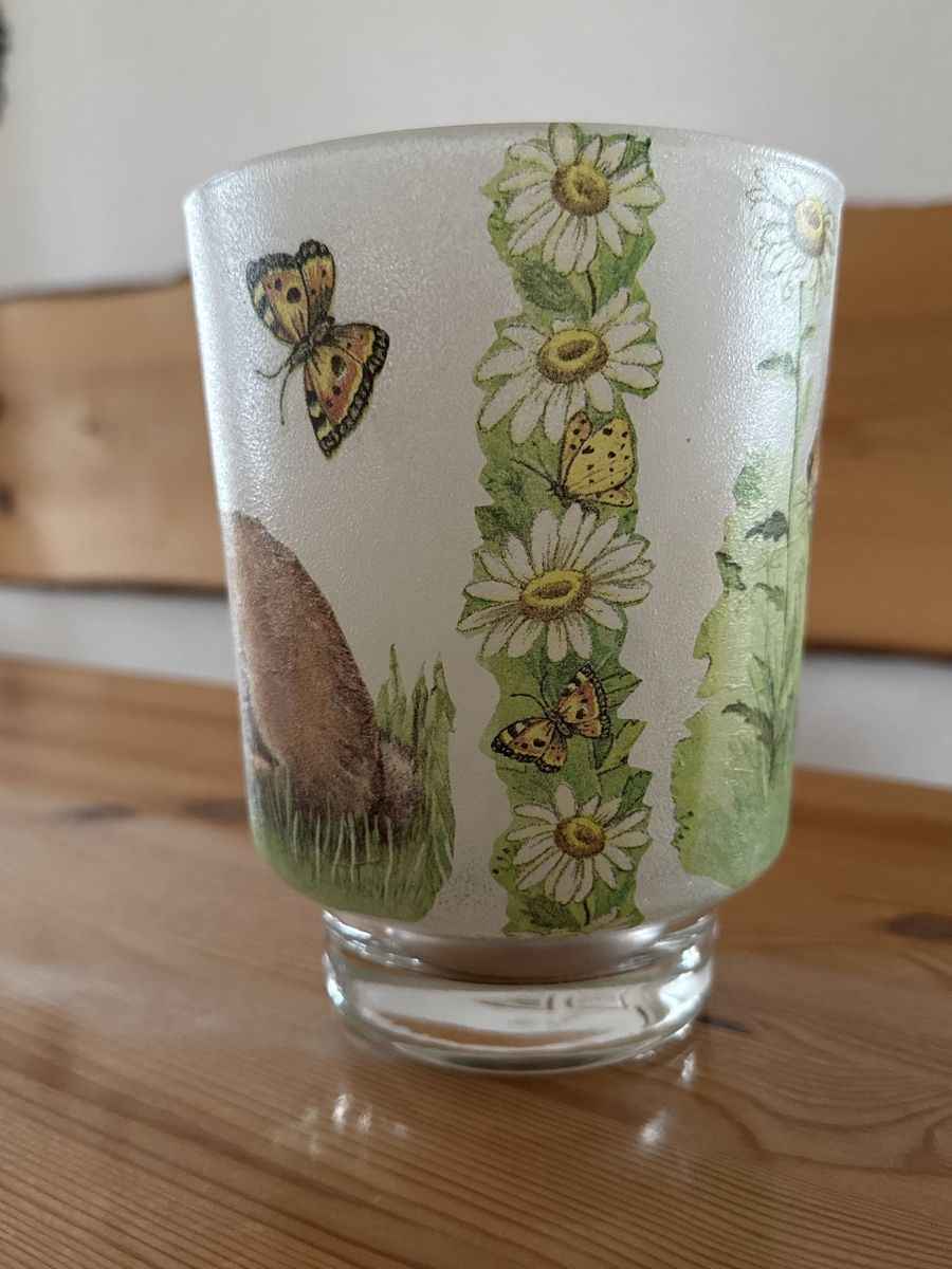 Tutte le decorazioni: Osterdeko, Windlicht  Glas Serviettentechnik – Nuovo (secondo la descrizione) da Wohlen AG venduto da NincoA-Z 2