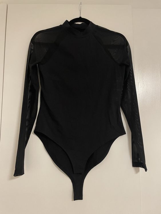 Haut BCBGMAXAZRIA En Jersey Noir - Manches Transparentes Longues - Taille S - Neuf Sans étiquettes