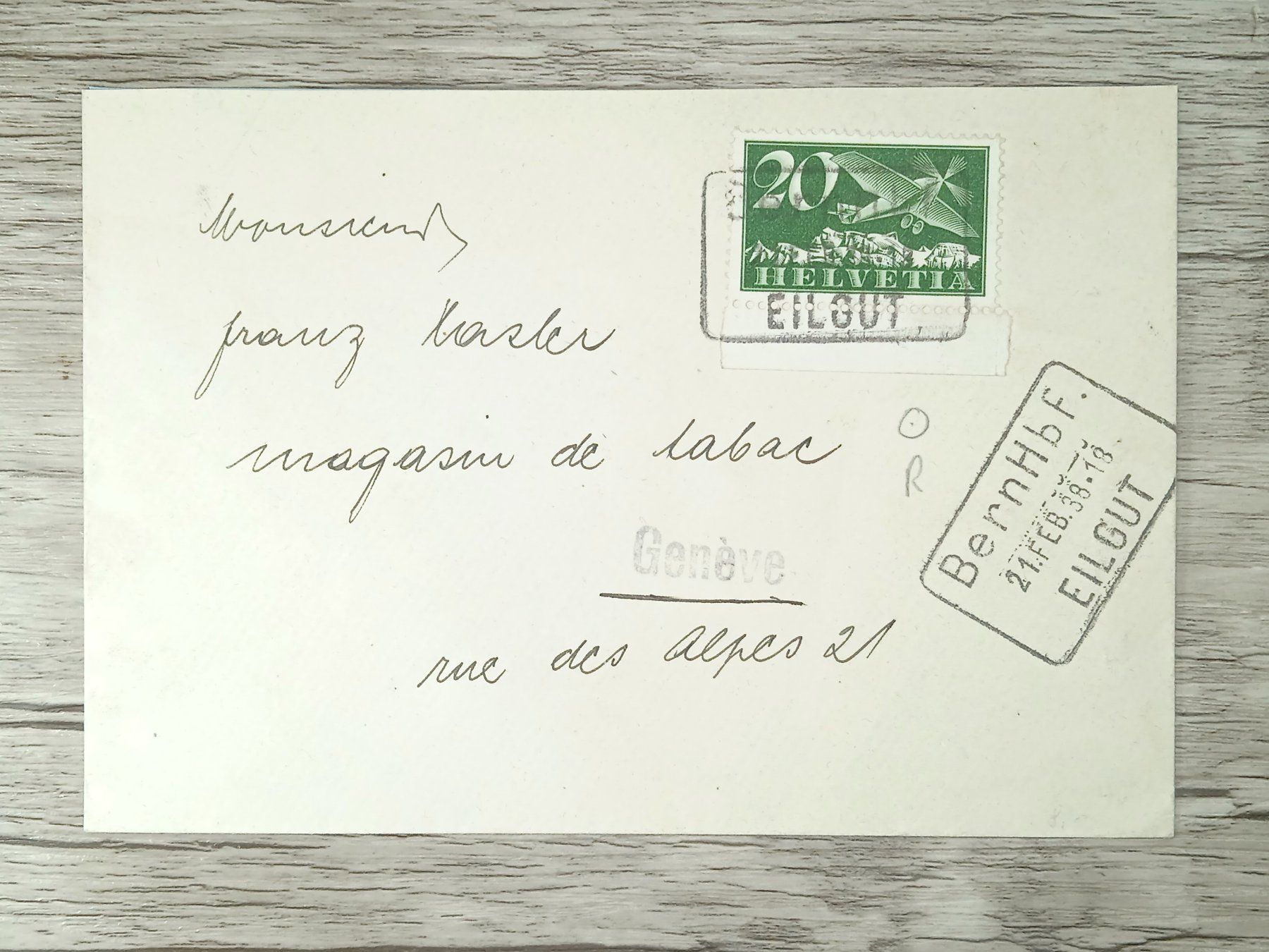 Tutti i francobolli: TR12 Enveloppe + Timbre Suisse 1938 – Usato da Cousset venduto da Patrick_Collections