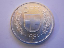 5 Fr. 1966 silber  unz/stgl