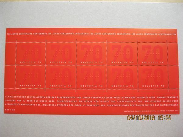 Tous les timbres: 2003 Schweizerischer Blindenverband – Neuf (Voir description) à Affoltern am Albis par Andrezc