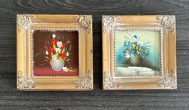 2 kleine Original Gemälde mit Holzrahmen