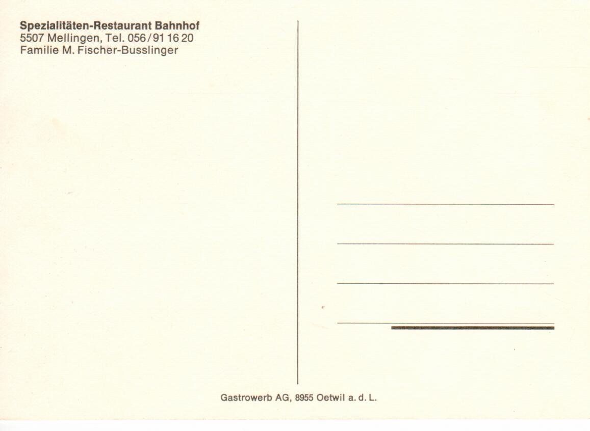 Ansichtskarten: Restaurant Bahnhof Mellingen – Gebraucht aus Wolhusen von Curver9 1