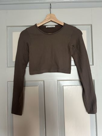 Langarm Crop Top Pull&Bear braun Grösse XS-S 